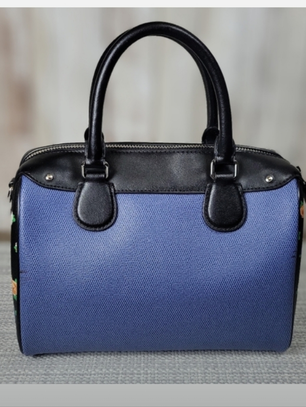 COACH-2pc Bennett Tea Rose Floral Satchel & Snap Wallet (Blue-Multi 💙) - Picture 5 of 11